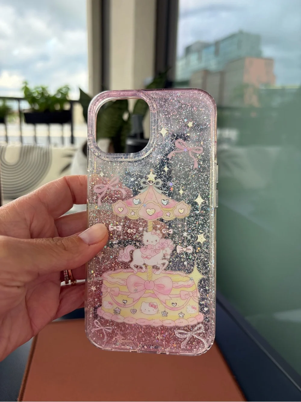 Like New Pink Glitter Hello Kitty Unicorn Phone Case for iPhone 15